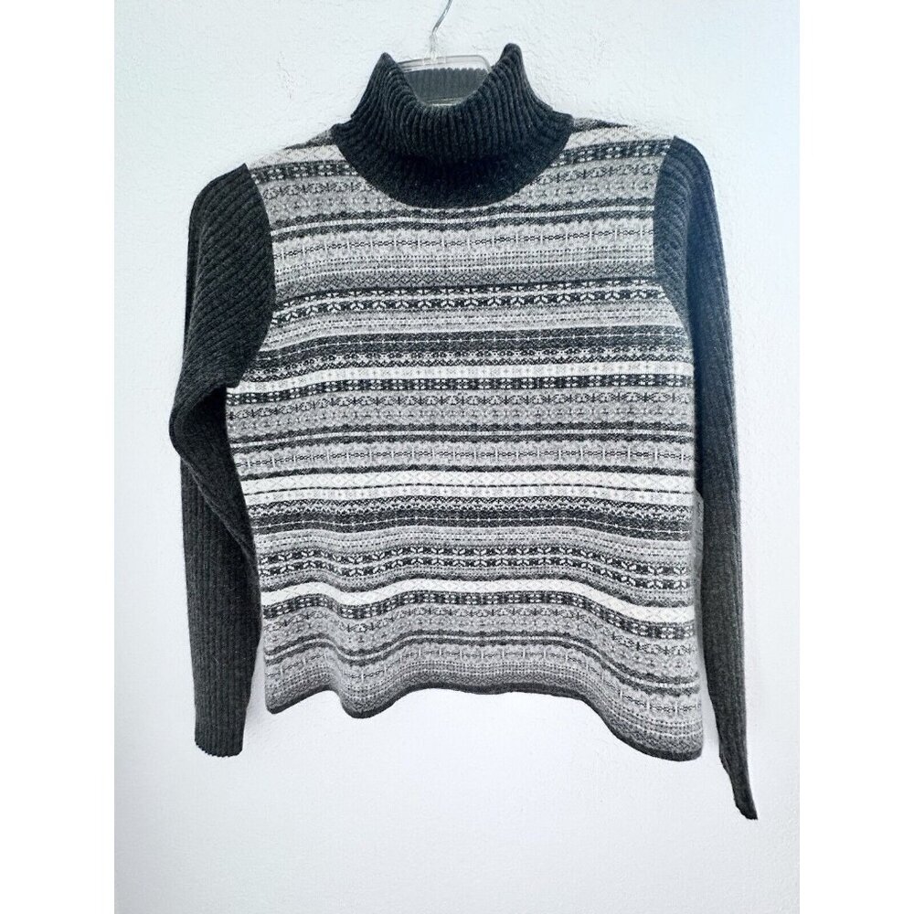 Alexandra Bartlett Womens M Grey Turtleneck Lambs‎ Wool Rabbit Sweater Nordic